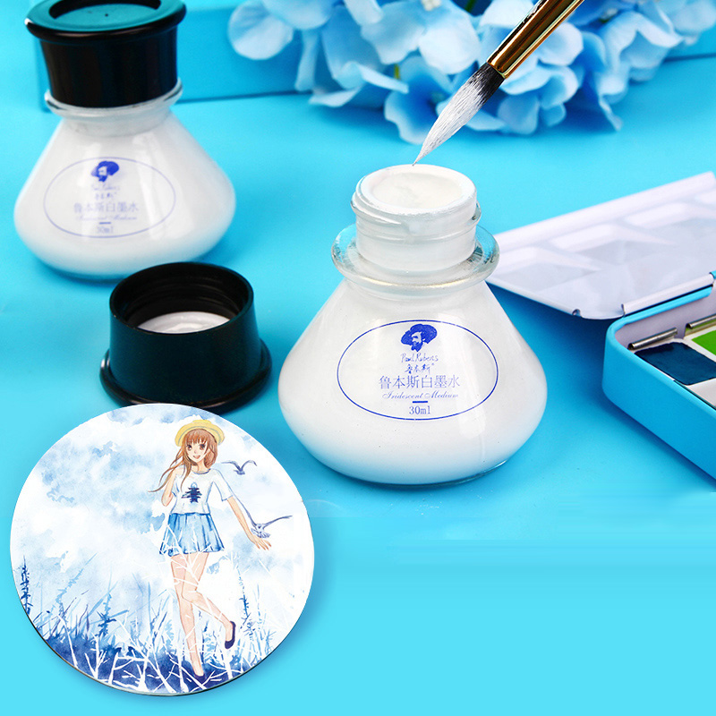 Rubens watercolor white ink white ink liquid 30ml high light ink white water color high light liquid painting white paint covering liquid coating modified liquid cartoon correction liquid leave white liquid draw high light painting pen
