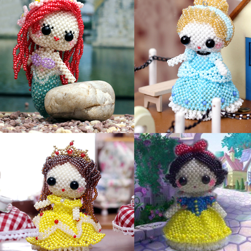 DIY Handmade Beaded Electronic Drawings Four Princesses WU013 Chinese Line Diagram
