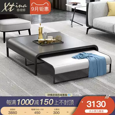 Creative coffee table combination leather noodle coffee table steel frame small apartment designer coffee table modern Italian simple office coffee table