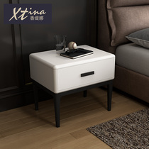 Light luxury Nordic bedside table Simple modern bedroom bedside cabinet leather bedside small cabinet locker bedside storage cabinet