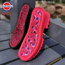 Ruzi cow shoe soles hand-woven woolen cotton soles black high heels non-slip wear-resistant shoes warm cotton hooks and red hooks