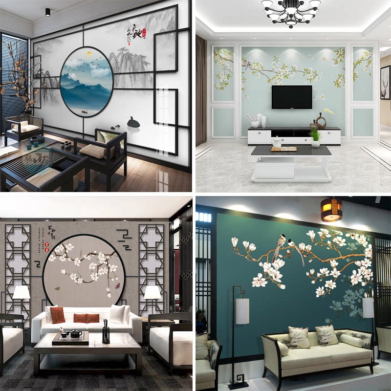 3D three-dimensional Chinese-style home and TV background wall integrated board wall living room modern minimalist bamboo and wood fiberboard painting customization