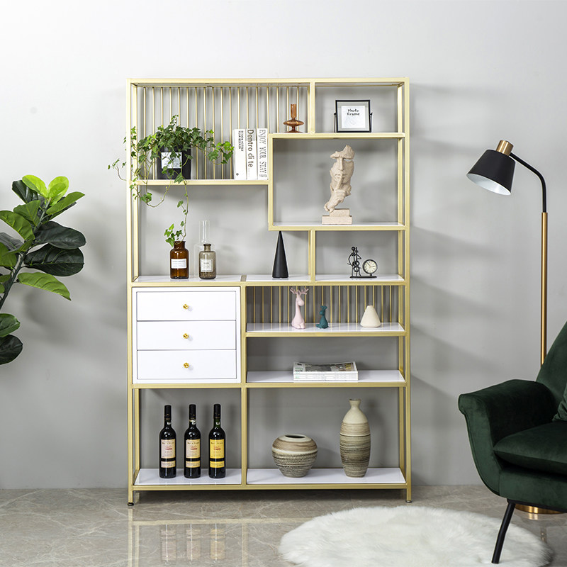 Modern minimalist office bookshelf light luxury shelf partition shelf decorative shelf display shelf wrought iron multi-layer storage rack