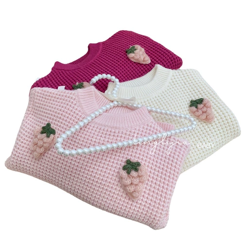 Демисезонный модный трехмерный трикотажный свитер для девочек, круглый воротник, оверсайз