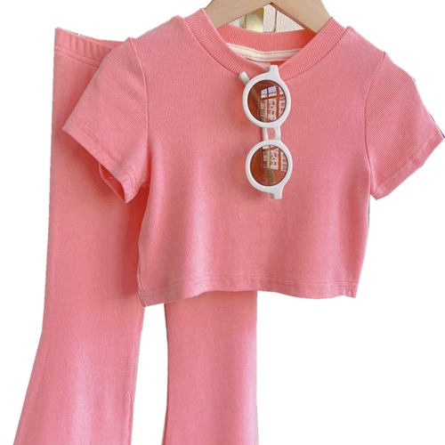 Футболка, комбинезон, штаны, летний детский тонкий комплект, короткий рукав, семейный стиль