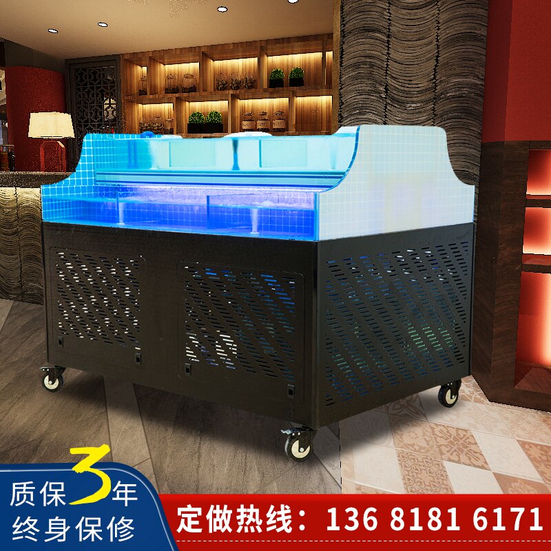 Supermarket Seafood Fish Bowl Commercial Hotel Fresh Sell Fish Gate Crab Mobile Seafood Cylinder Shell Pool