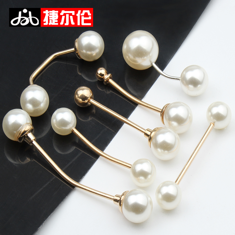 Metal Double Head Pearl Buttons WOMAN ANTI-WALKING LIGHT-LINED SWEATER SWEATER COAT CUFFS COLLAR BUTTONED DECORATIVE shirt Shirt Fabric