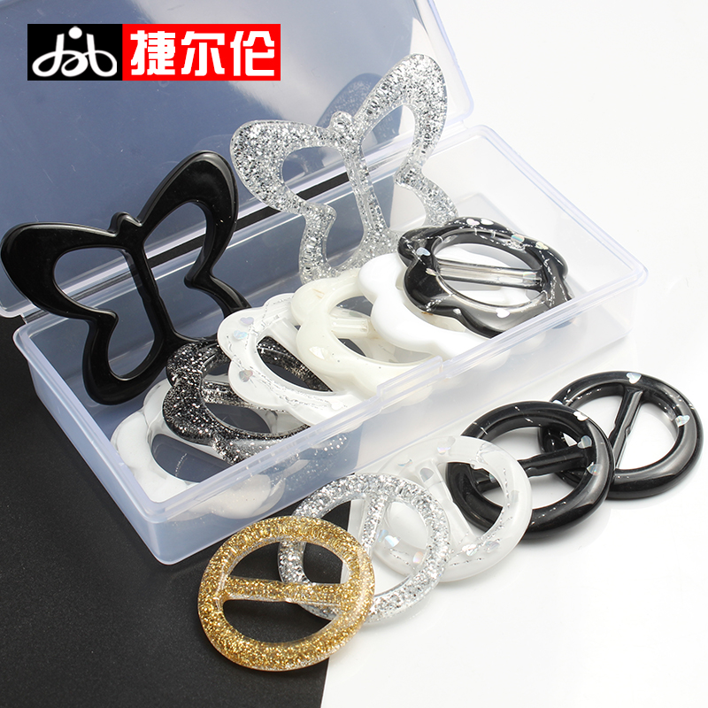 Korean version fixed corner knotted buckle hem t-shirt T-shirt shirt shirt buckle ring Women's clothes wild decorative button