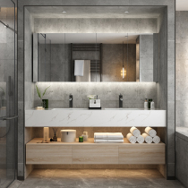 Nordic smart bathroom cabinet combination waterproof marble toilet wash table double basin hand wash basin wash cabinet