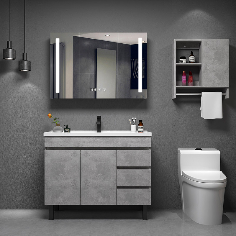 Intelligent bathroom cabinet combination Modern simple Nordic floor-standing washbasin basin washbasin cabinet Powder room washbasin