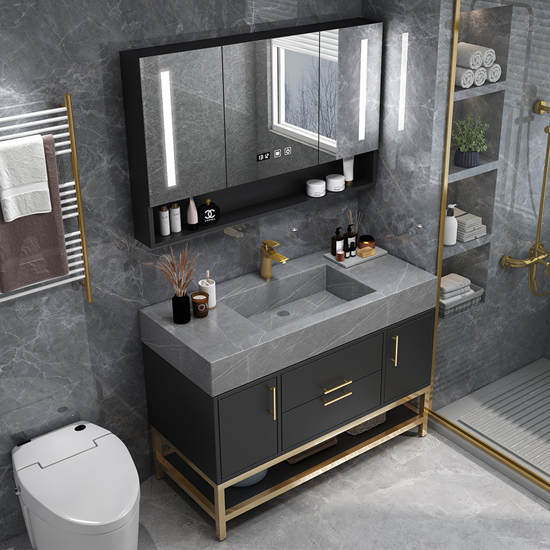 Rock bathroom cabinet combination Floor-to-ceiling Nordic modern simple washbasin sink Powder room waterproof sink