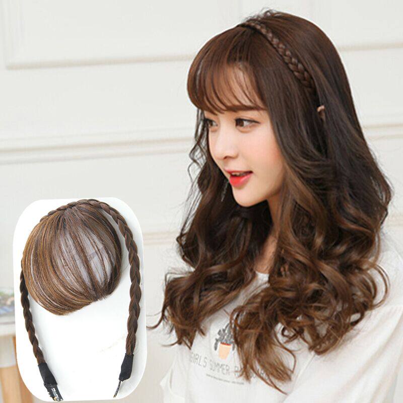 Wig hair band Liuhai three soft braids Air Qi Liuhai simulation natural fashion Korean version braids Liuhai hair piece tide