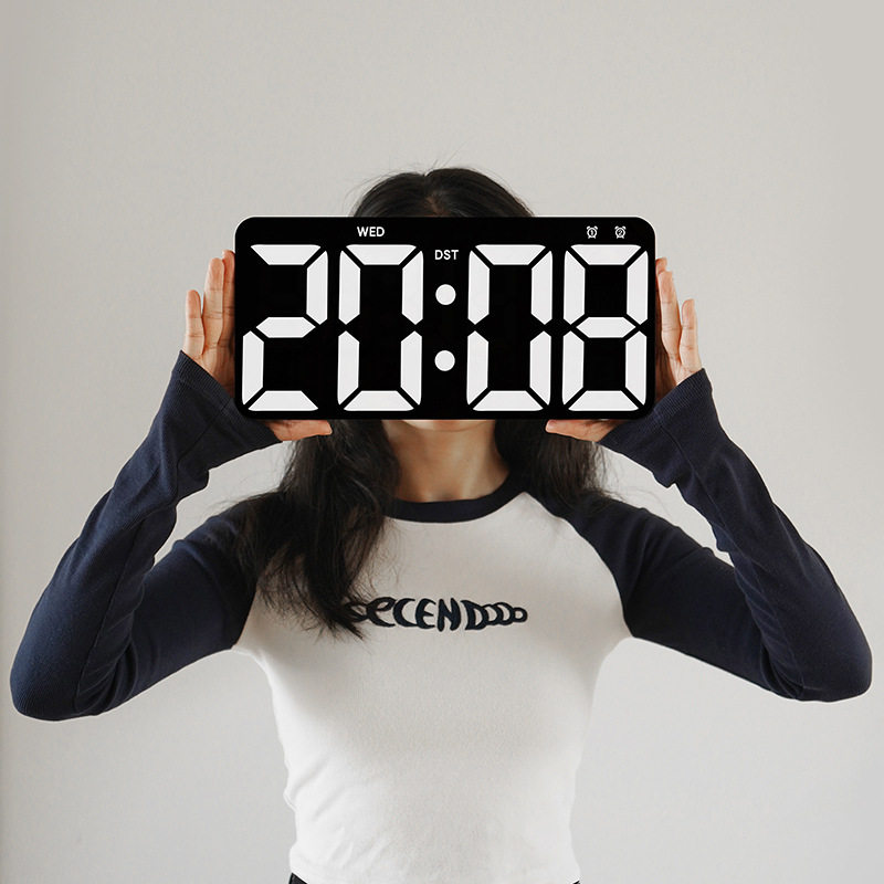 Electronic clock hanging wall Hanging clock clock table desktop desktop alarm LED digital time display clock
