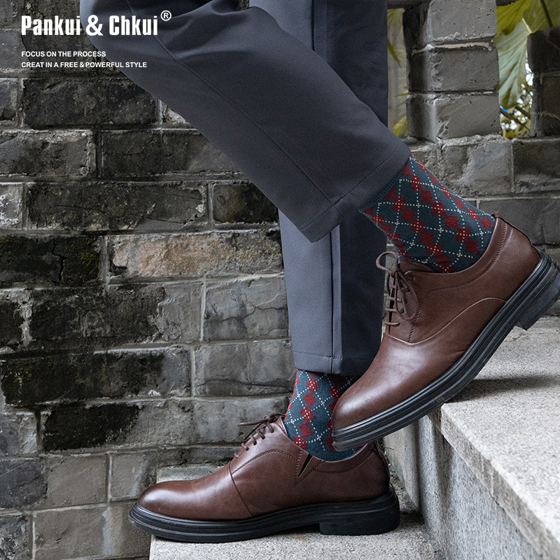 Men's Mid-Calf Pure Cotton Sweat-Absorbent Stylish Fancy Gentleman's Suit Socks British Business Men's Formal Long Socks