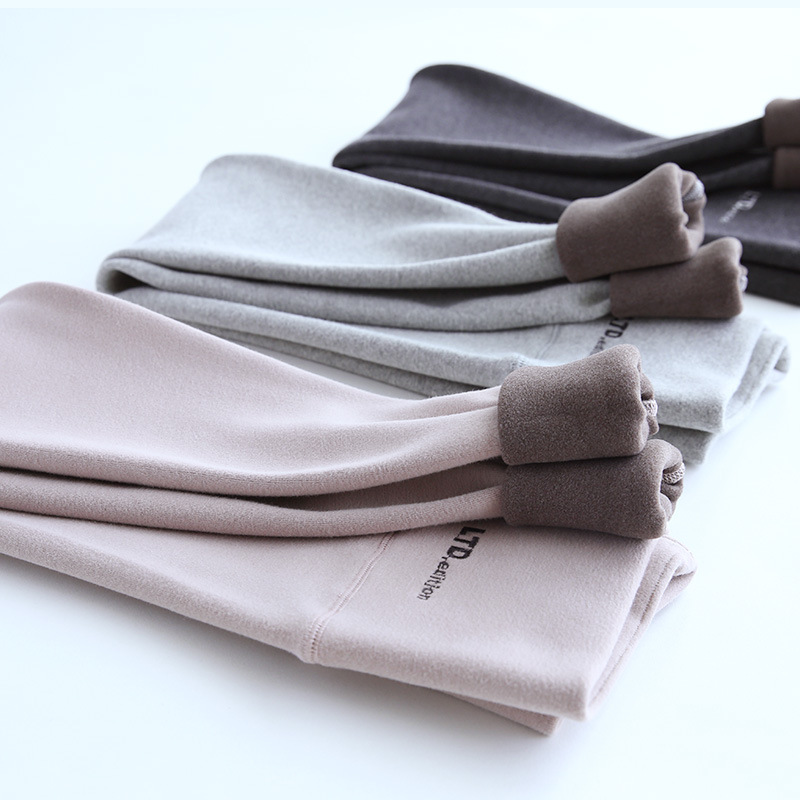 Plus velvet thickened leggings women's autumn and winter outerwear cotton trousers warm gray cotton high waist abdomen long johns tight-fitting