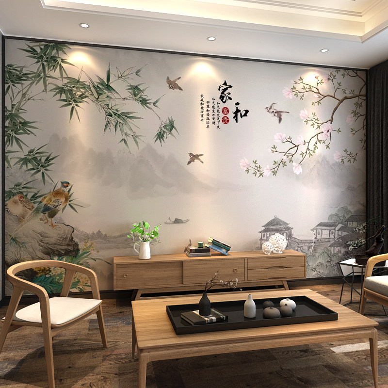 Chinese 5d TV background fibreboard home and rich and rich water ink landscape bamboo jade orchid bird decoration integrated board painting