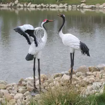 Decorative yard White Crane modeling jewelry park simulation red-crowned crane ornament animal kindergarten rockery courtyard pond