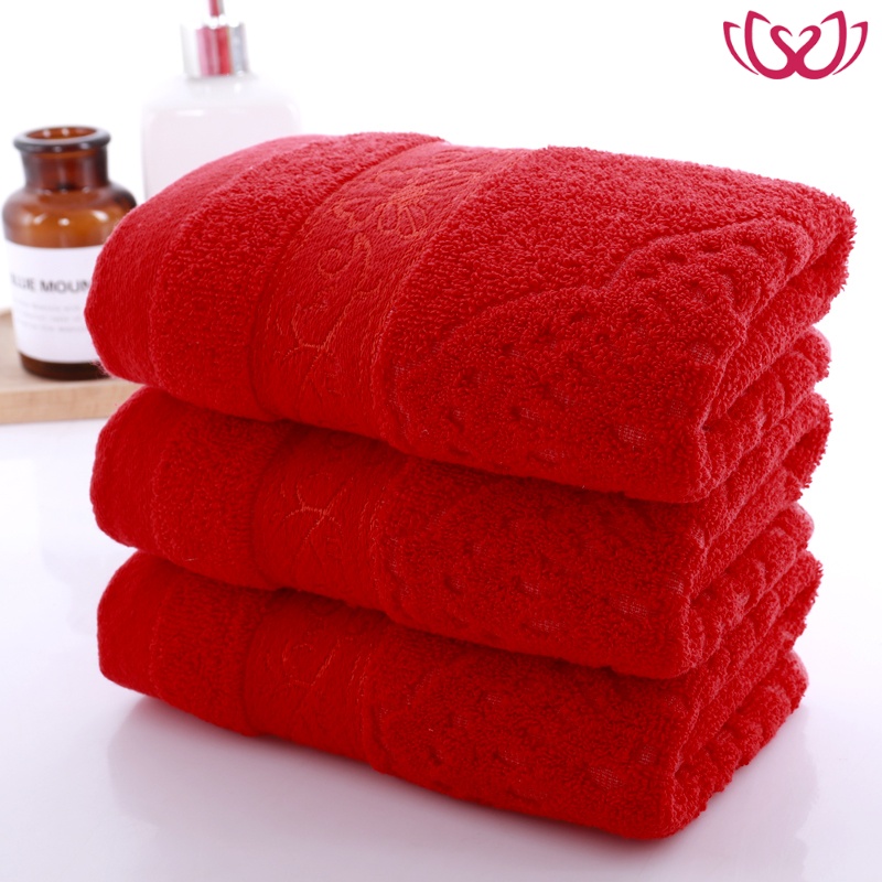 10 pieces of shirty red towel pure cotton old man life celebration and celebration of wedding celebration big red household adult face towel wash