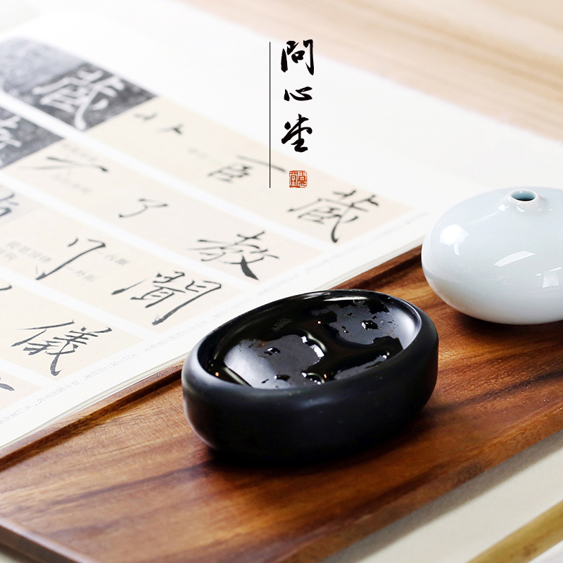 Ask Hall of Harbingstone Ink Stone Ink-stone Ink Stone Ink stone Ink Stone Pure Handmade Ink Pool High-end Original Stone Small Block Calligraphy and Calligraphy Supplies Wenfang Four Treasure