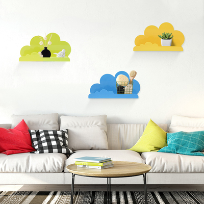 明航磁性云朵形置物架简约壁饰几何架超细磨砂质感搁板磁吸免钉