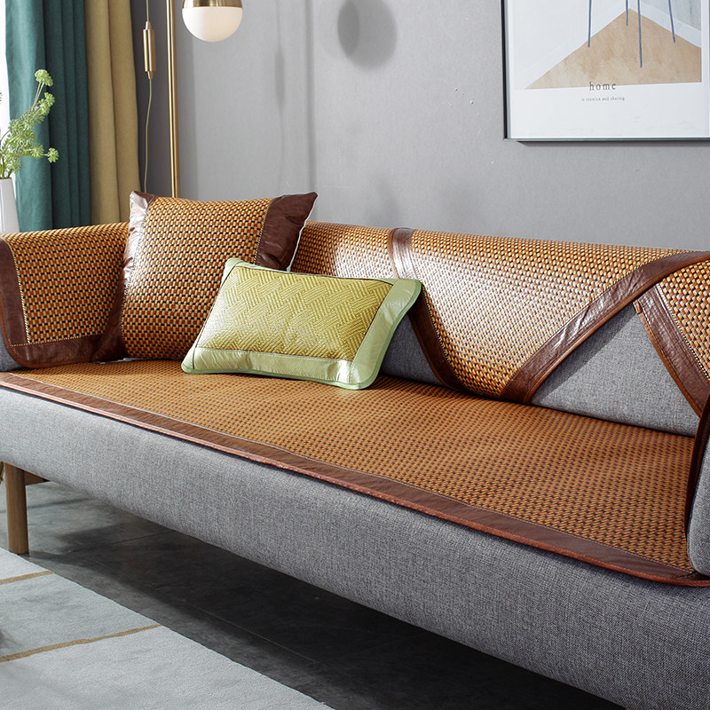 Sofa cushion Summer summer style Dining Room Solid Wood Vine Bamboo Mat Seat Cushion Non-slip Back Cushions Ice Silk Sofa Cool Mat Summer