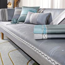 Summer ice silk sofa cushion anti-slip seat cushion simple modern light lavish back cushion sofa cover full package all-purpose cool mat cushion