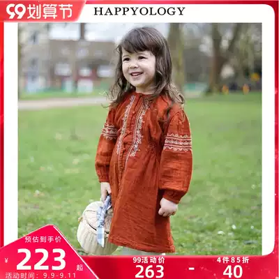 Happyology British girls dress spring and summer cotton casual breathable long sleeve small skirt princess skirt Net Red