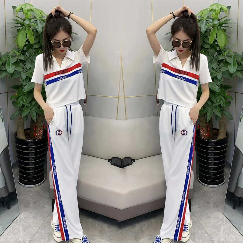 Leisure sports suit girl 2022 new fashion - packed broad legs wear and age - reduced temperament two sets