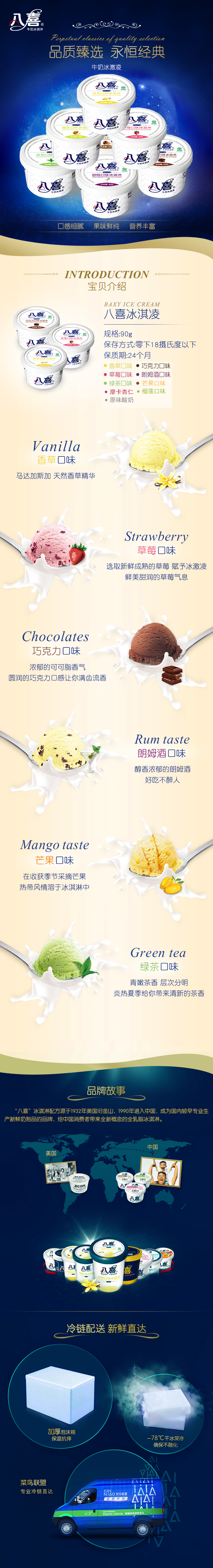 仅限江浙沪皖 八喜 牛奶冰淇淋 12杯*90g 图1