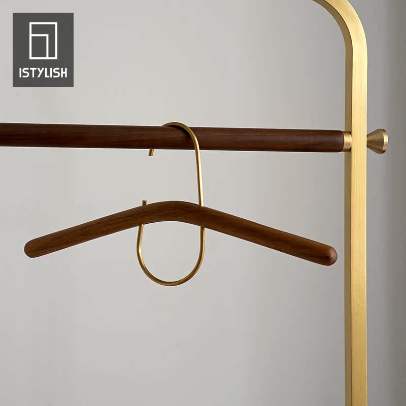 brass All Solid Wood, Black Walnut, Wooden Clothes, Hangers, Hooks, Clothing Stores, Bedrooms_voghion.com