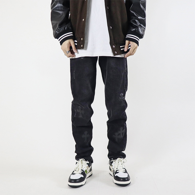 POCKET INS European and American high street American pants straight loose all-match street cross jeans tide brand men