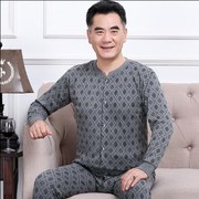 Trung niên và ông già cha bông tinh khiết cổ áo trên cardigan cardigan quần mùa thu mở ngực thiết ấm dây đồ lót quần áo.