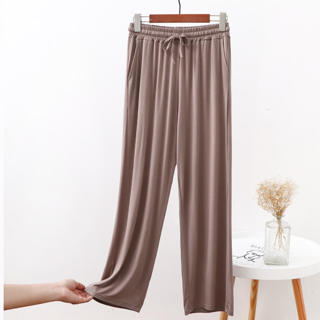 Summer ບາງ modal ຂາກວ້າງ pants ແອວສູງ drape ວ່າງຂະຫນາດໃຫຍ່ໄຂມັນ mm ບ້ານເຕັ້ນ yoga pants ບາດເຈັບແລະຊື່