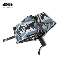 rabbituu sunscreen (graffiti mask) Automatic umbrella Mens parasol sun umbrella Sunny and rain dual-purpose joint
