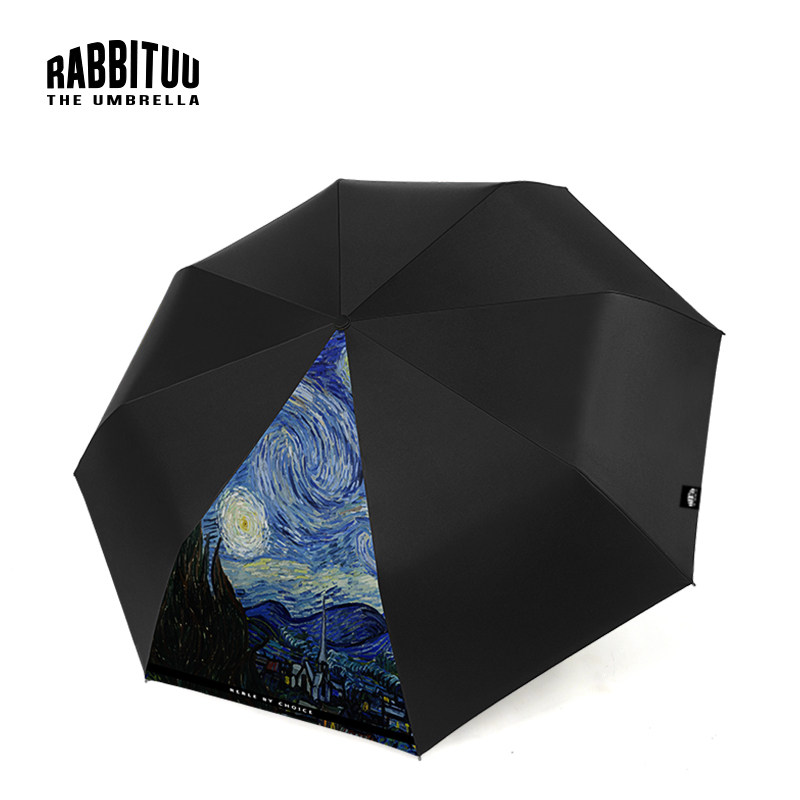 rabbituu double decker (starry sky) automatic umbrella men student creative trend anti-wind folding rain or shine