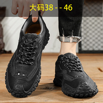 Black mens shoes 2023 autumn winter style anti-wear and abrasion resistant work shoes genuine leather soft-bottom outdoor labor shoes big code 46