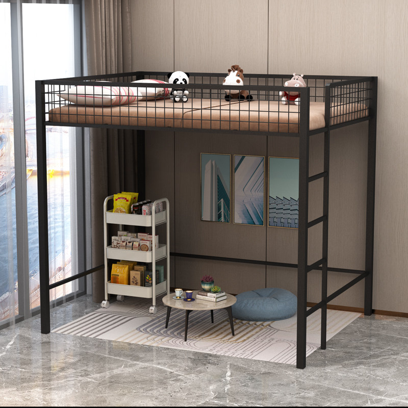 Upper and lower bunk iron loft bed small apartment space-saving pavilion sub-mother iron bed frame apartment dormitory multi-functional high and low bed