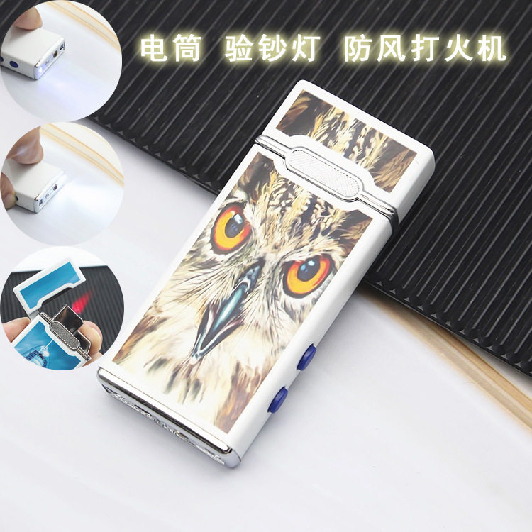 Square in 8260 Lighting Banknote Test double light windproof lighter spray painted color printed red fire inflatable lighter custom