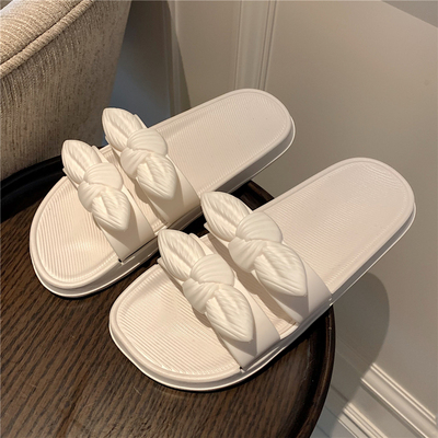 Whiteslipper female summer Fairy wind fashion indoor non-slip soft sole ins bow Internet celebrity House household take a shower Sandals