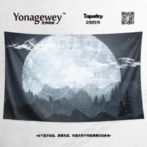 Dark horror wind Moonlight Crow Moon Night Crow Moon Starry Sky hand-painted illustration decorative wall poster tapestry hanging cloth background cloth