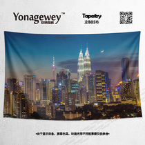 Southeast Asia Malaysia Kuala Lumpur Twin Towers urban architectural landscape photo decoration background cloth poster hanging cloth