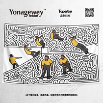 European and American Street Creative tide card skateboard maze dormitory bedroom skateboard shop decoration background cloth poster tapestry