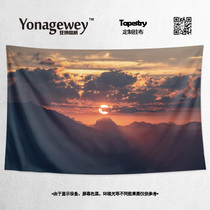 Sunrise morning sun sky inspirational living room dormitory bedroom decoration painting background wall cloth wall wall hanging poster tapestry curtain