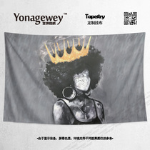 European and American African street culture Black Dirty braid queen crown illustration decorative wall poster background cloth tapestry