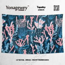 Marine seabed creatures gorgeous coral surrounding dormitory bedroom decoration illustration background wall cloth poster hanging cloth curtain