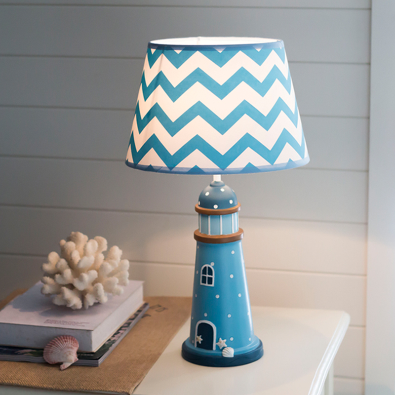 Children's room table lamp boy bedroom bedside lamp Mediterranean style decoration creative cartoon boy's home dimming