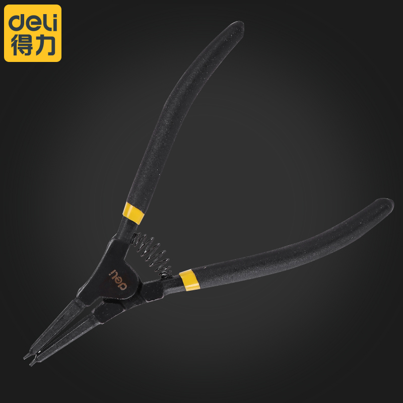 Deli pliers Daquan Multi-functional small inner card spring card yellow pliers C-type buckle Large open snap ring spring pliers set