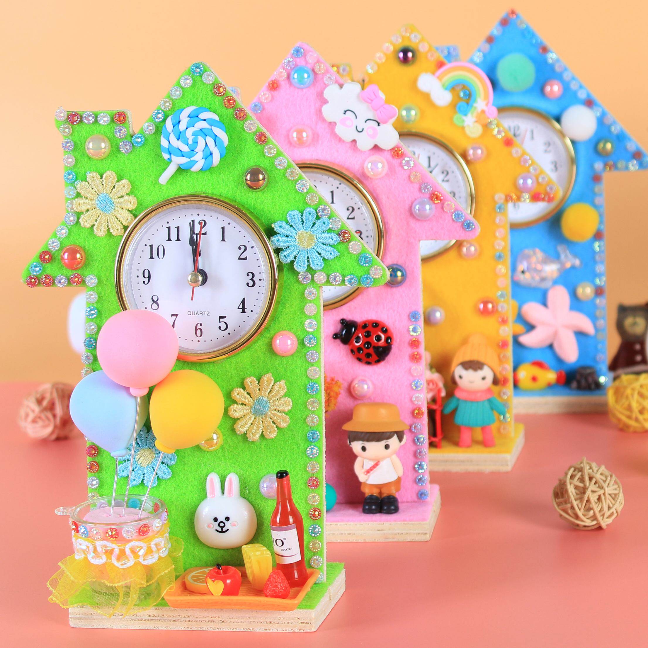 Children Handmade Diy Creative Watch Materials Snowflake Clay Adhesive Production Student Clock Nursery Puzzle Toys