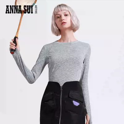 ASA Anna Sui autumn long sleeve slim round neck T-shirt fitness yoga clothes base shirt Women