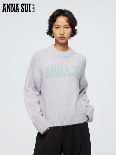 Anna sui, спортивный красный бархатный шерстяной трикотажный свитер, с печатью вашего логотипа